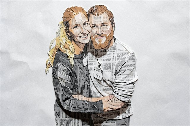 Paar als Zeitungs-Portrait im Druck-Look